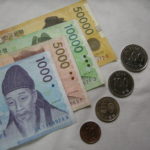 korean currency notes and coins