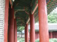 Pillars and roof at Dongmyo Shrine in Seoul