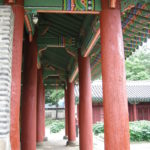 Pillars and roof at Dongmyo Shrine in Seoul